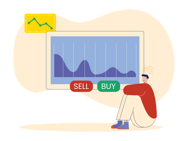 Man trading crypto online  Illustration