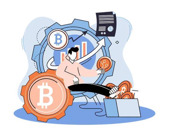 Man trading in crypto Illustration