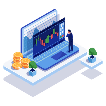 Man trading in stocks  Illustration