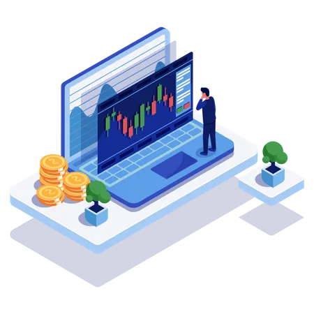 Man trading in stocks  Illustration