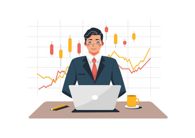 Man trading stocks  Illustration