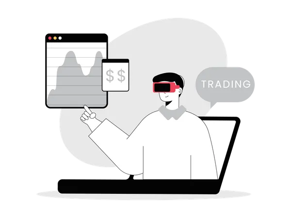 Man trading using VR glasses Illustration