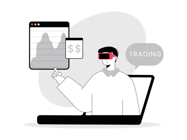 Man trading using VR glasses  Illustration