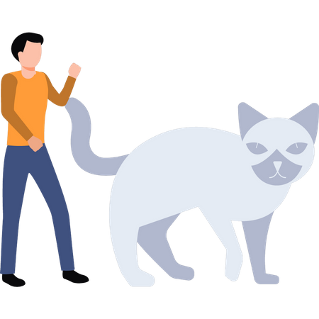 Man training cat  Illustration