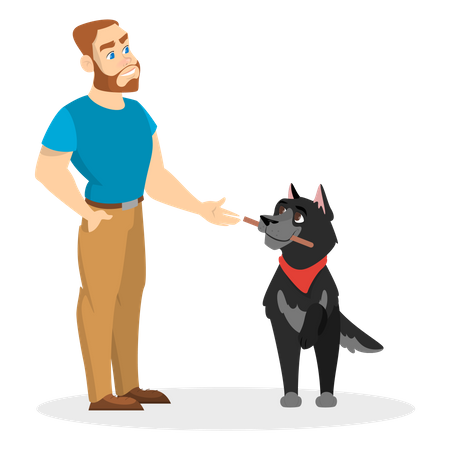 Man training dog  Illustration