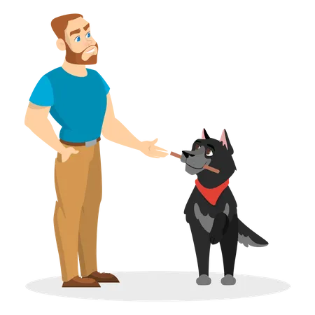 Man training dog  Illustration