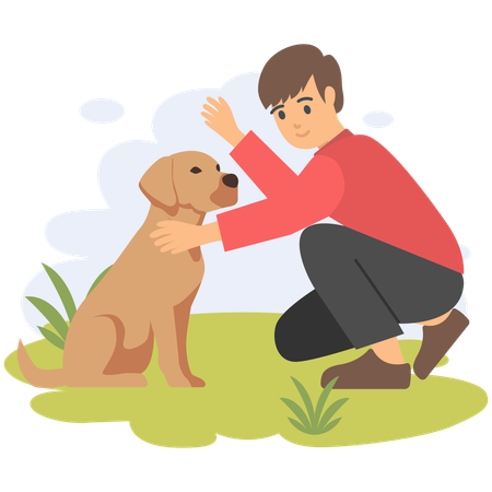 Man training dog  Illustration