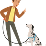 illustration for dog meeting owner