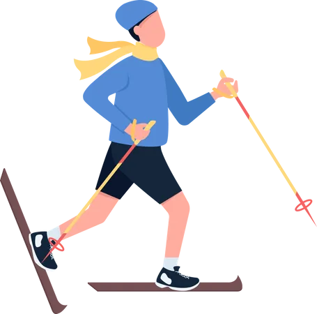 Man training on ski  Illustration