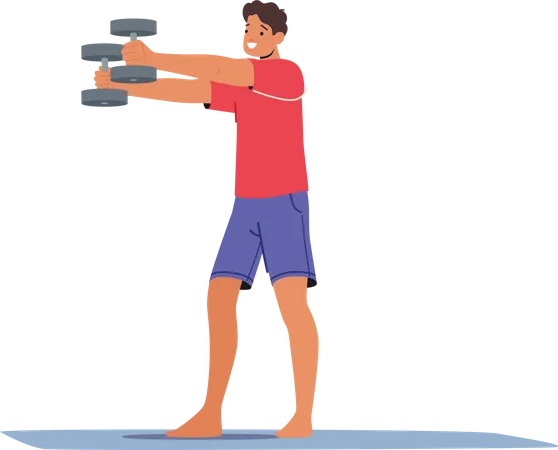 Man training with dumbbell Illustration