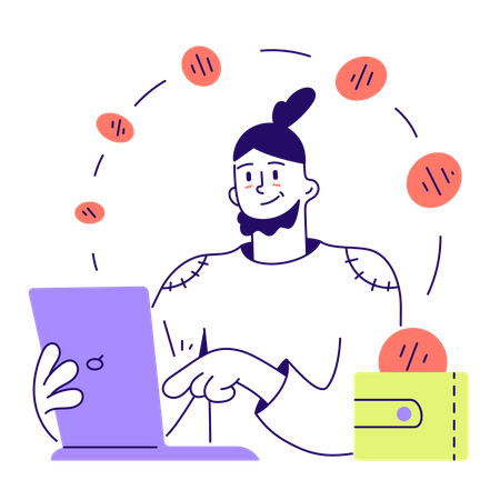 Man transferred cryptocurrencies to  wallet  Illustration