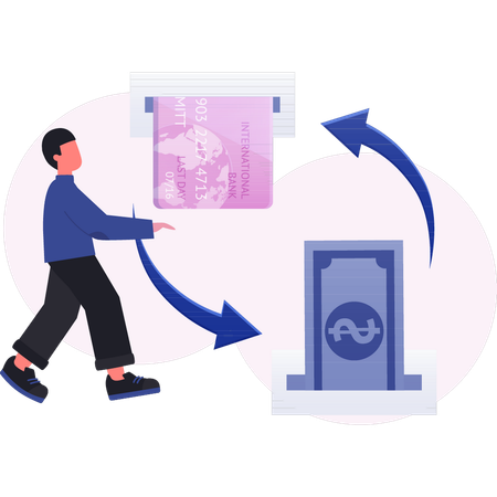 Man transferring money using mobile app  Illustration