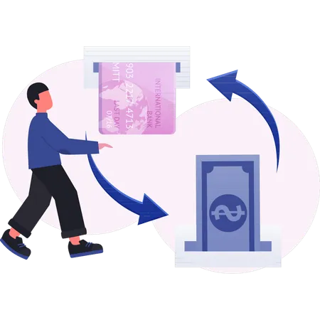 Man transferring money using mobile app  Illustration