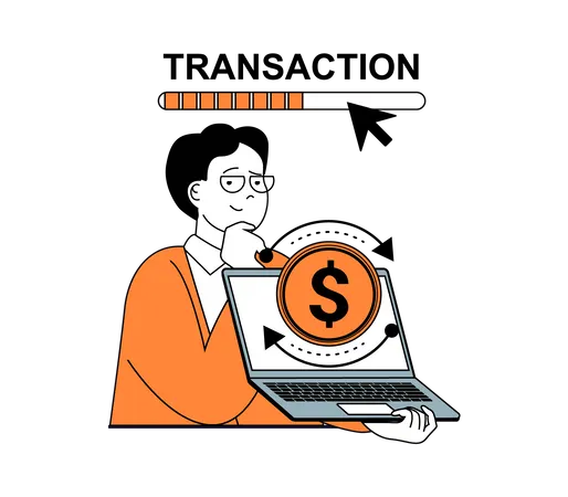 Man transferring online money Illustration