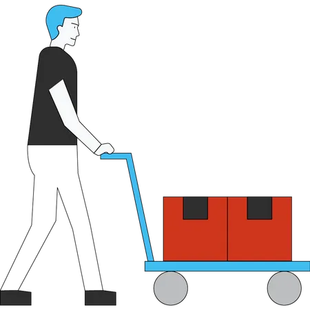 Man transporting delivery packages  Illustration