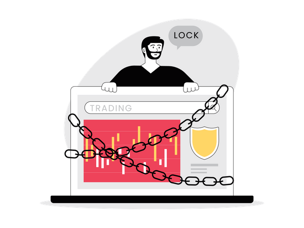 Man trapped in trading order Illustration