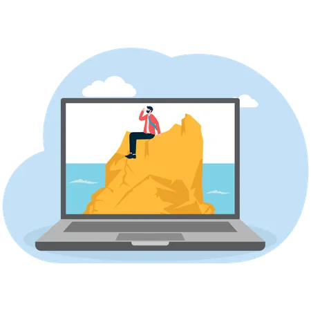 Man trapped o top of cliff  Illustration