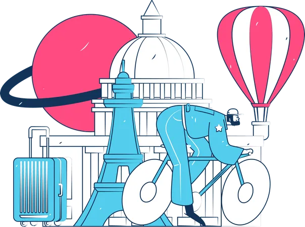 Man travel on bicycle  Illustration