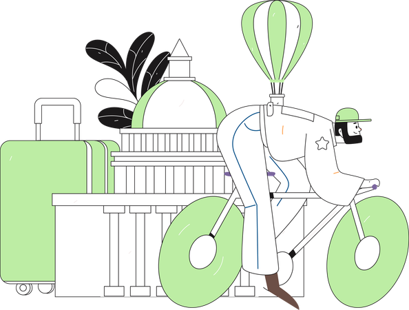 Man travel on bicycle  Illustration