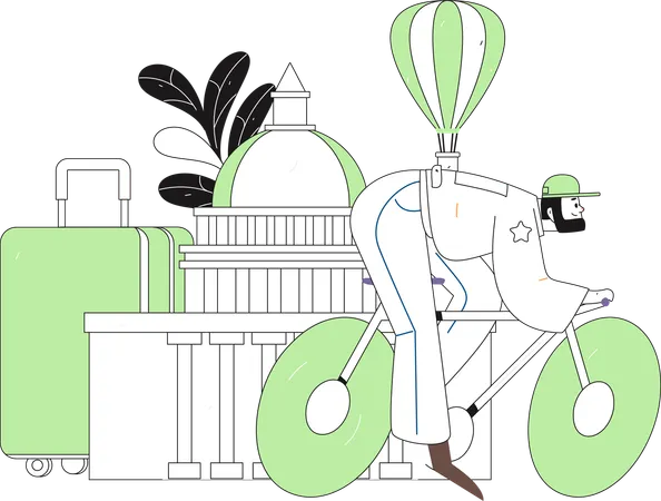 Man travel on bicycle  Illustration