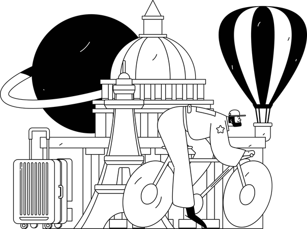 Man travel on bicycle  Illustration