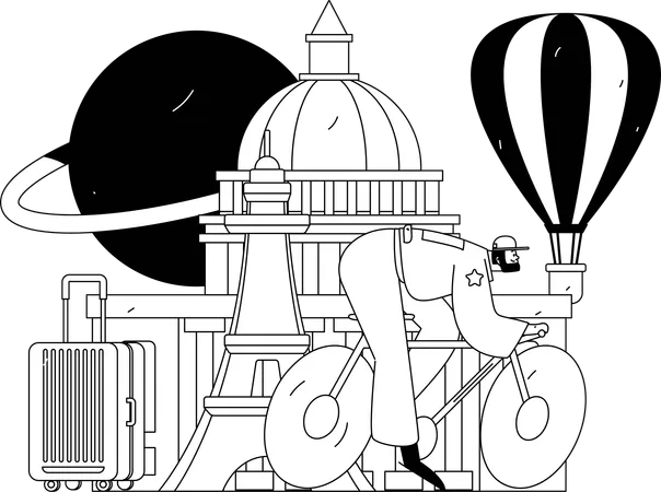 Man travel on bicycle  Illustration