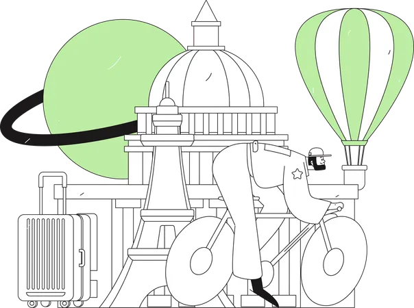 Man travel on bicycle  Illustration