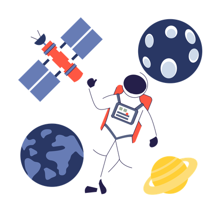 Man travel with Space Tourism  Illustration