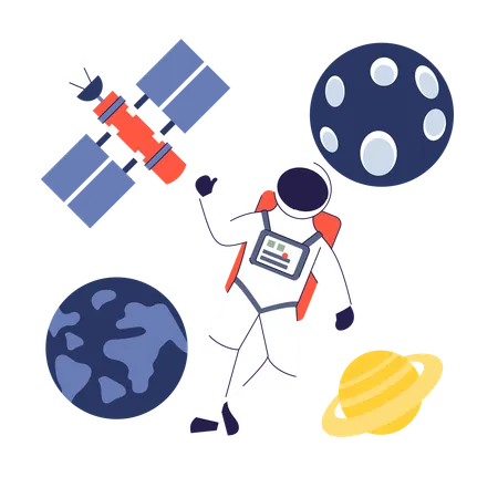 Man travel with Space Tourism  Illustration