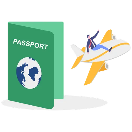 Man travel with vaccine coronavirus COVID-19 passport  Illustration