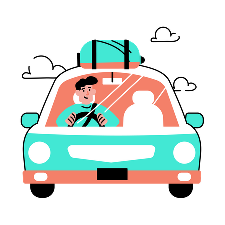 Man traveling by car  Illustration