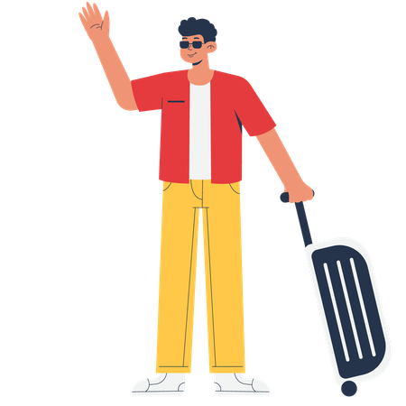 Man Traveling on Vacation  Illustration