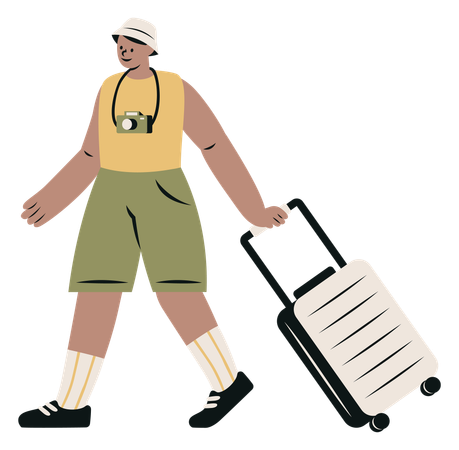 Man Traveling with Luggage  Illustration