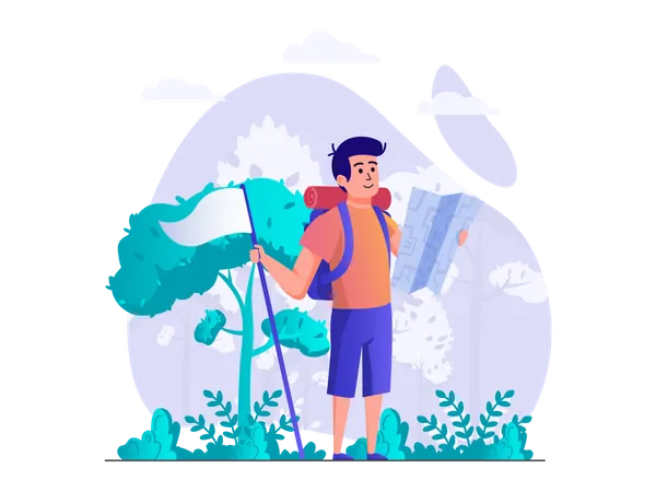 Man travelling and looking for direction  Illustration