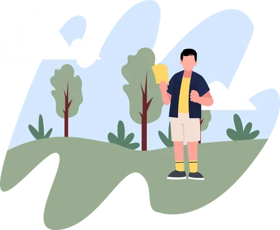 Man travelling at different locations Illustration
