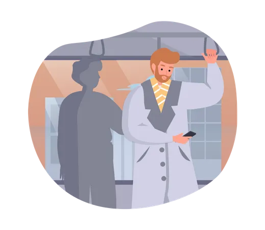 Man travelling in metro  Illustration