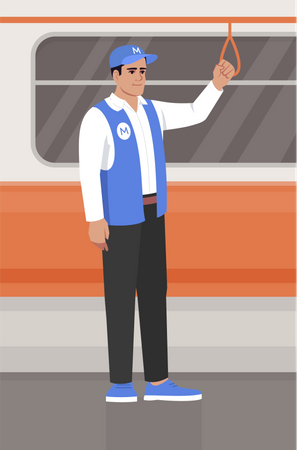 Man travelling in metro  Illustration