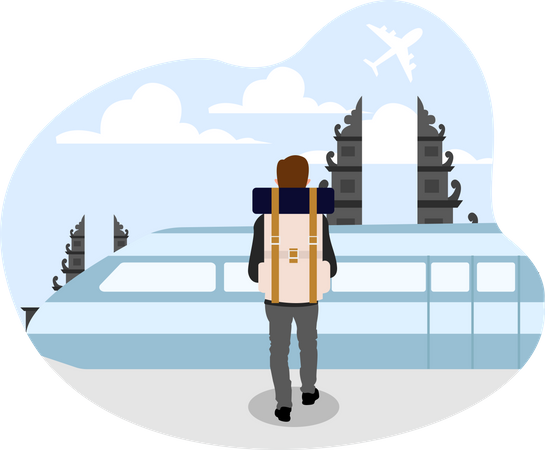 Man travelling to tourist location  Illustration