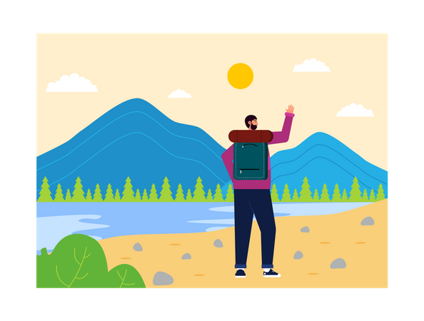 Man travelling with backpack  Illustration