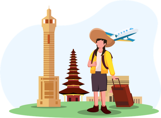 Man travelling world  Illustration