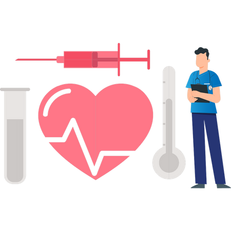 Man treating heart  Illustration