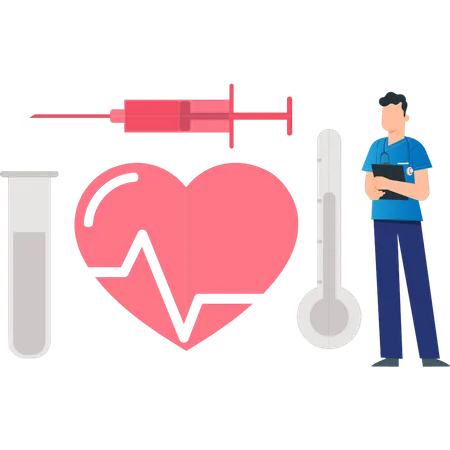 Man treating heart  Illustration