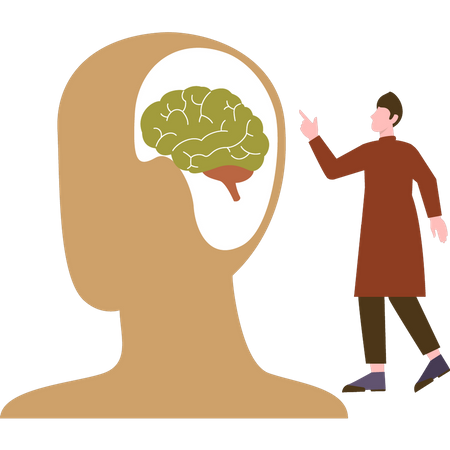 Man treating mind  Illustration