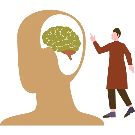 Man treating mind  Illustration