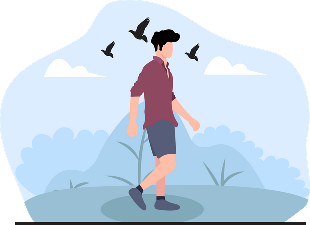 Man trekking  Illustration