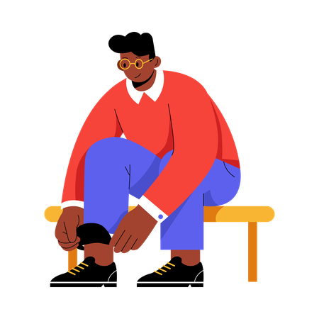 Man trying on New Shoes  Illustration
