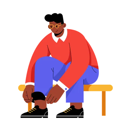 Man trying on New Shoes  Illustration