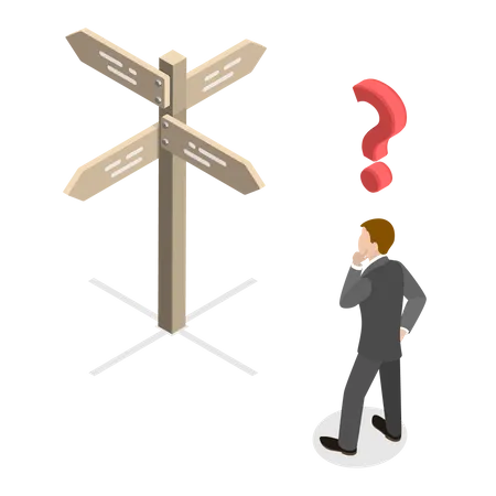 Man Trying to Find Right Decision Illustration
