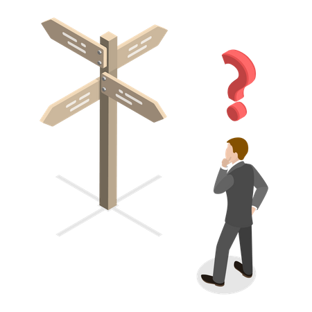 Man Trying to Find Right Decision  Illustration