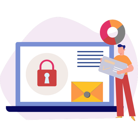 Man trying to open debit cards code  Illustration
